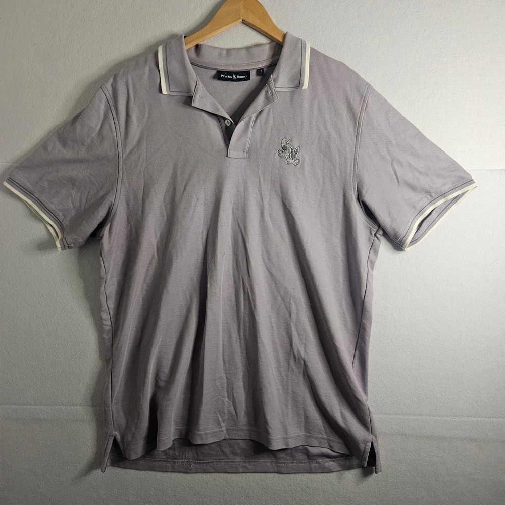 Psycho Bunny Mens Pima Cotton Polo Shirt Lavender Purple B6K505F200 Size 7 XXL